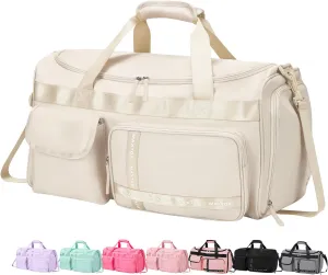 MAXTOP Beige Gym Bag for Women Fashion Yoga Workout Travel Duffle Bag Lightweight Carry On Tote with Shoe Compartment Casual Weekender Bag