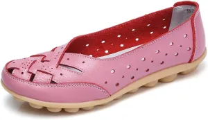 Maylrvjv Women’s Solid Flat Loafers Breathable Comfortable Hollow Out Walking Moccasins Slip On Driving Shoes