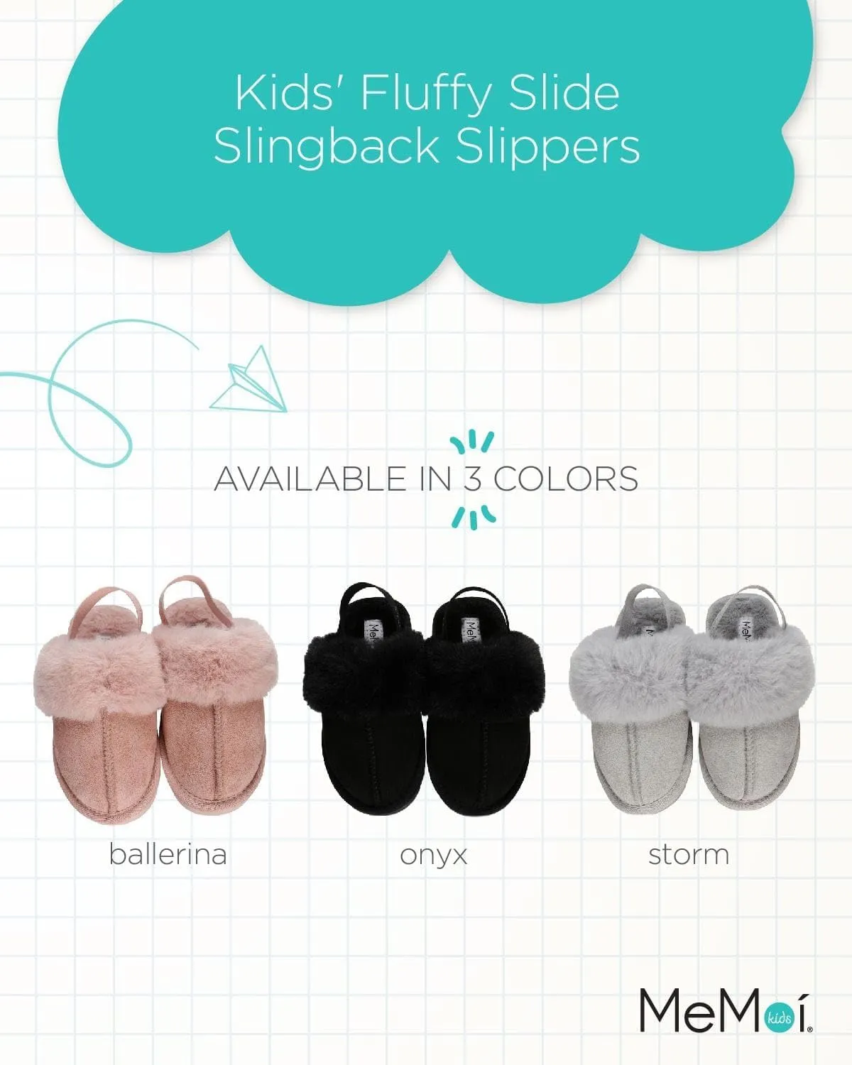 MeMoi Kids' Fluffy Slide Slingback Slippers