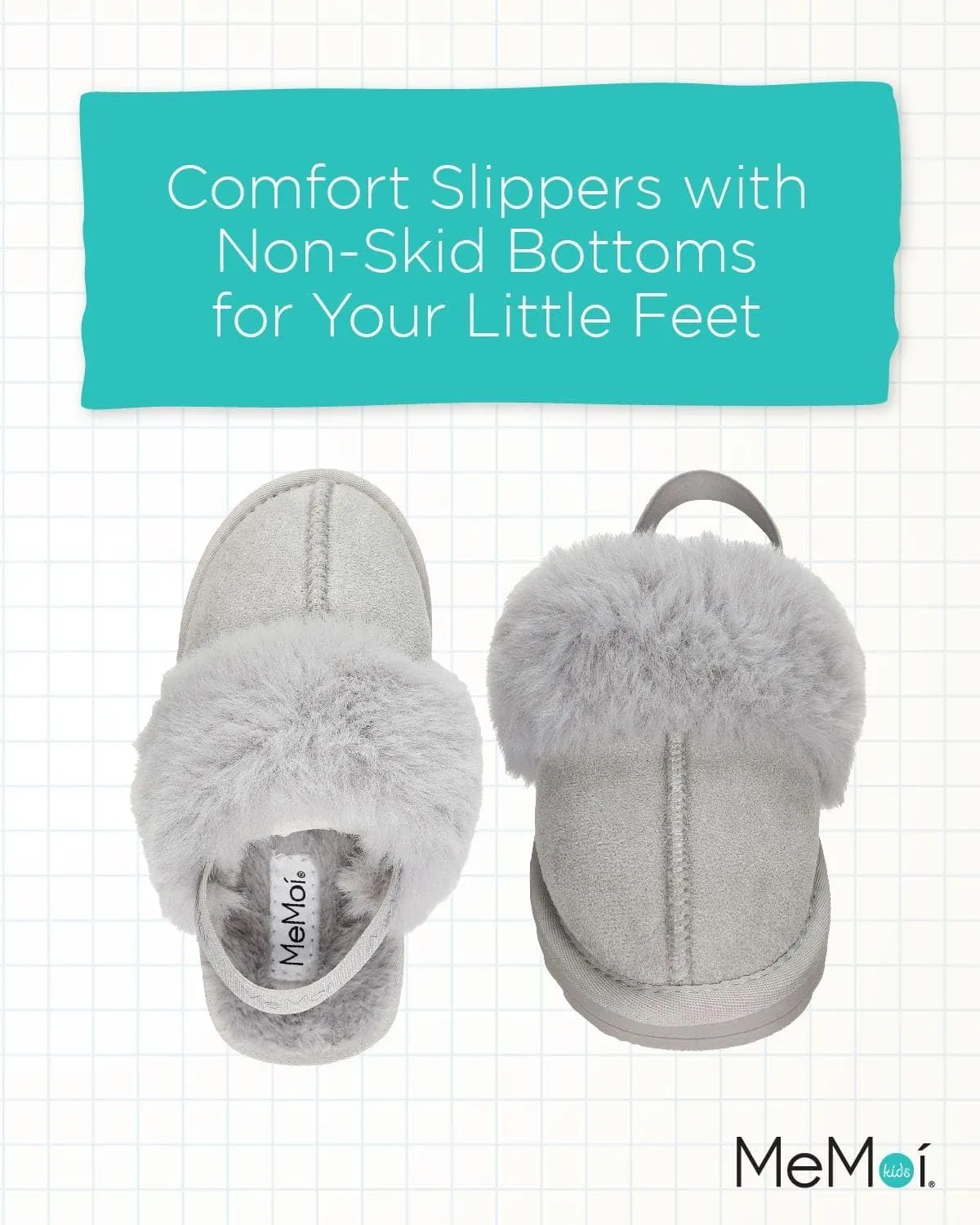 MeMoi Kids' Fluffy Slide Slingback Slippers