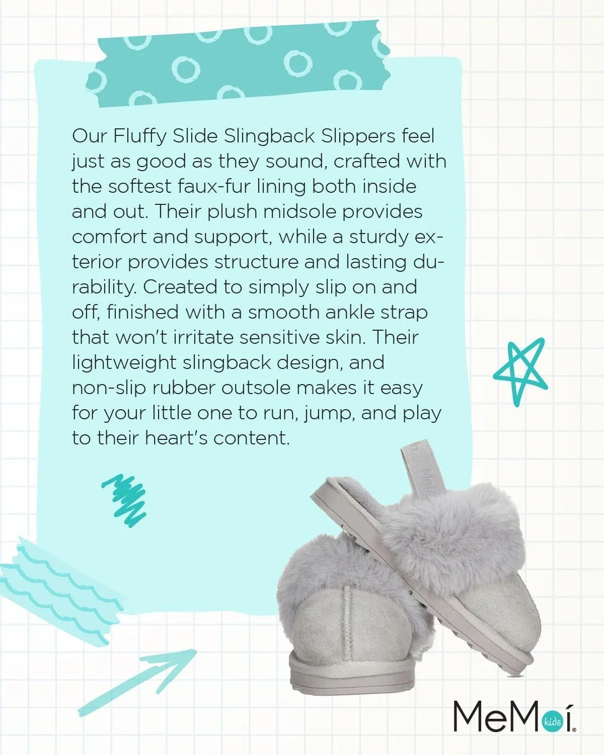 MeMoi Kids' Fluffy Slide Slingback Slippers