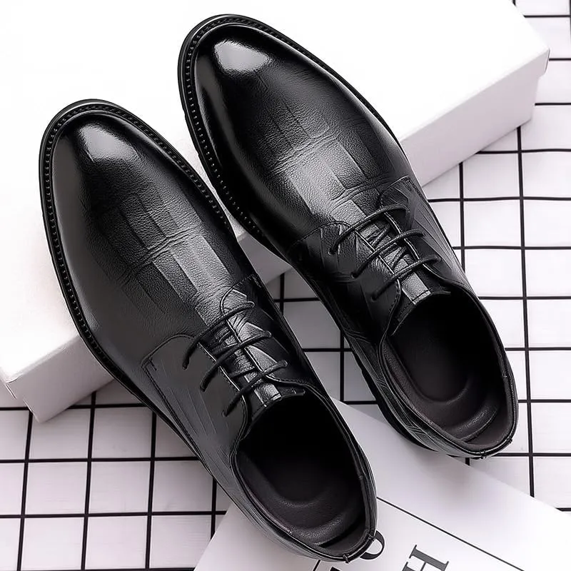 Men Dress Shoes Fashion Lace Up Outdoor Brogue Synthetic Leather Prom Non Slip Anti-Slip Shoe