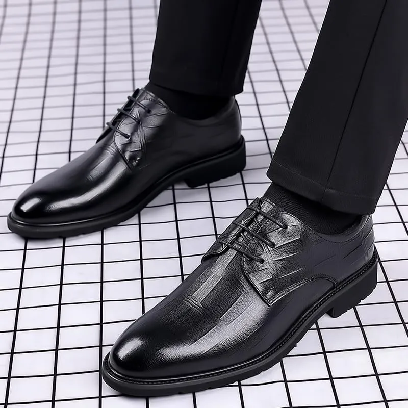 Men Dress Shoes Fashion Lace Up Outdoor Brogue Synthetic Leather Prom Non Slip Anti-Slip Shoe