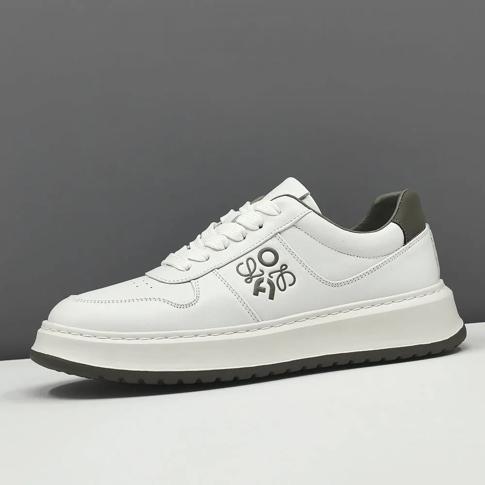 Men Fashion Quilted Leather Breathable Flat Sneakers