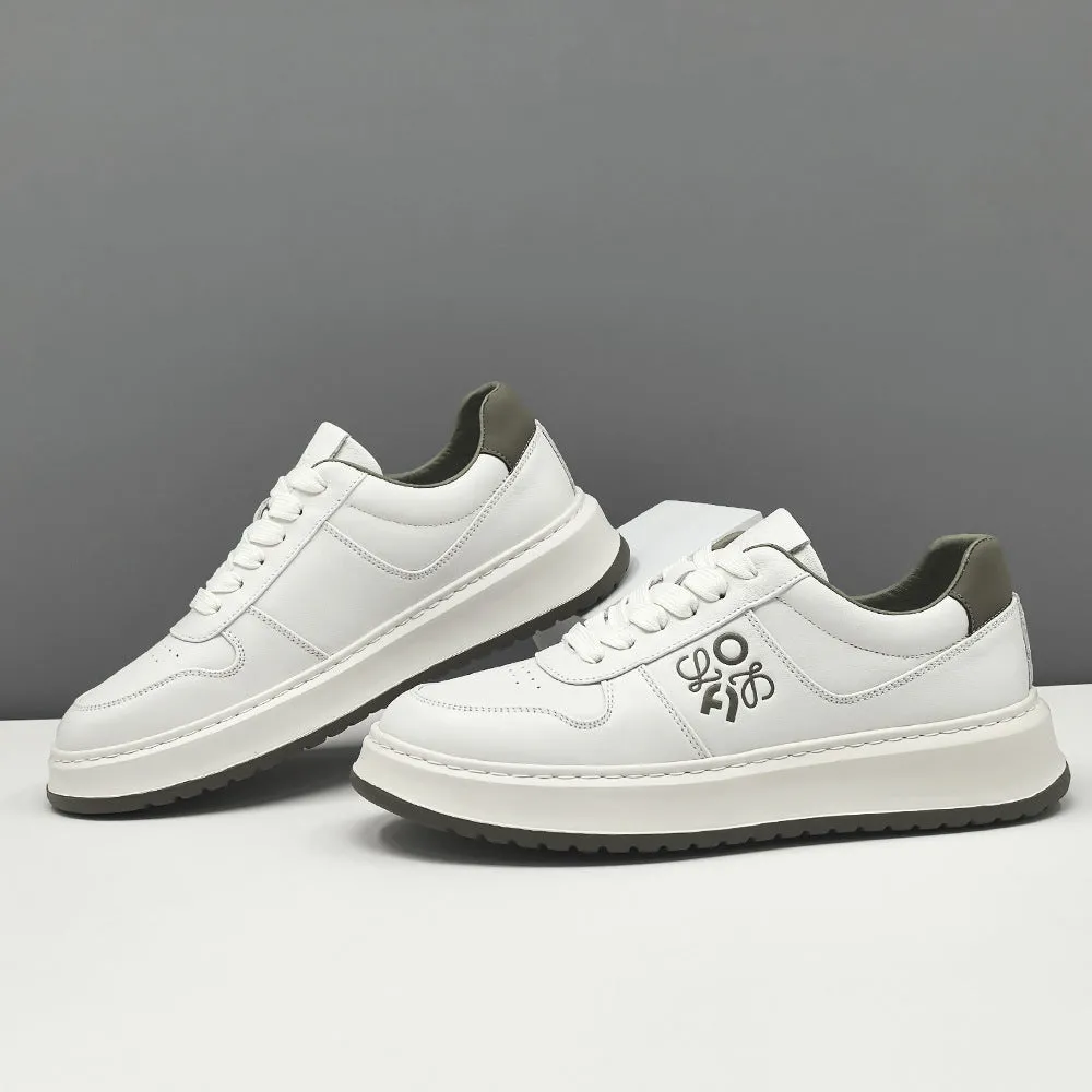 Men Fashion Quilted Leather Breathable Flat Sneakers