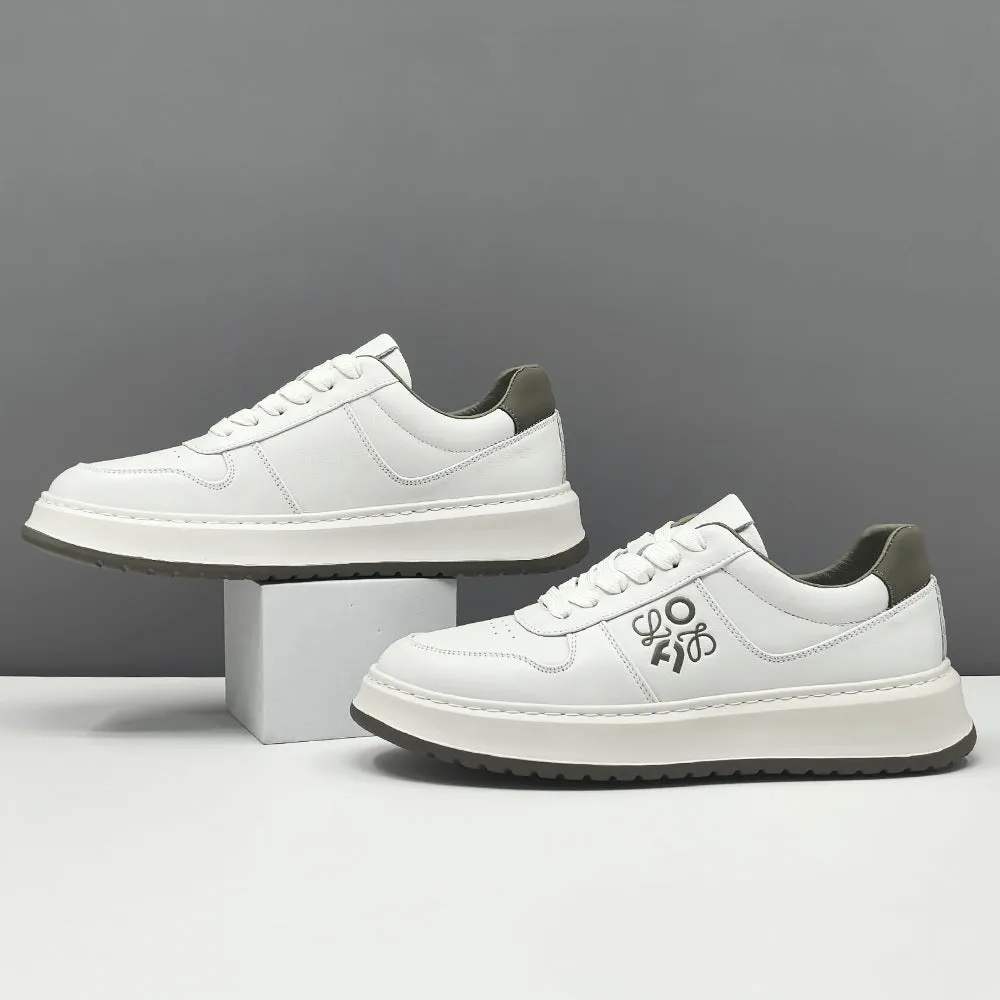 Men Fashion Quilted Leather Breathable Flat Sneakers