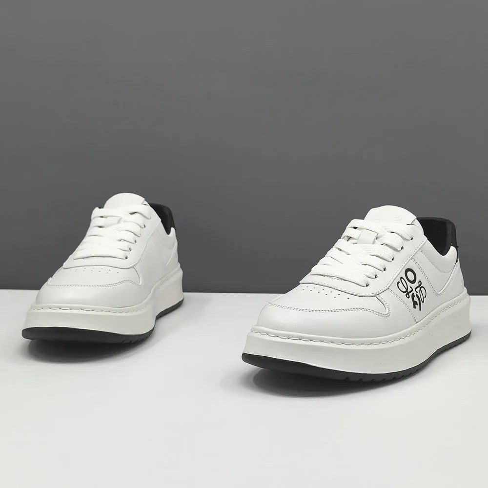 Men Fashion Quilted Leather Breathable Flat Sneakers