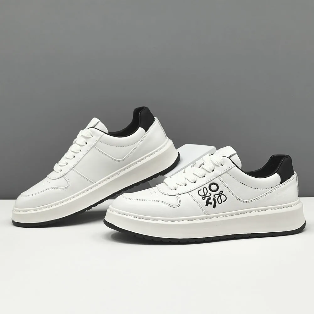Men Fashion Quilted Leather Breathable Flat Sneakers