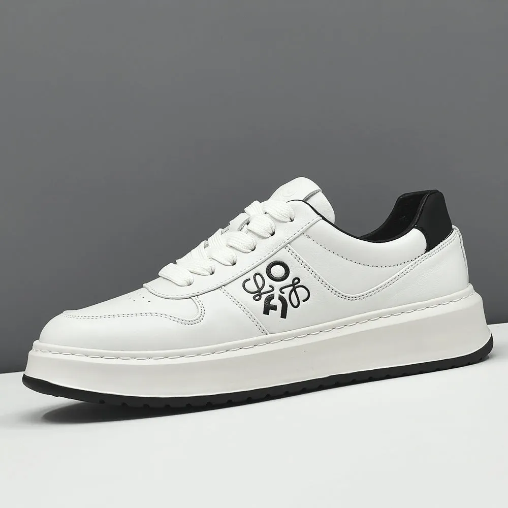 Men Fashion Quilted Leather Breathable Flat Sneakers