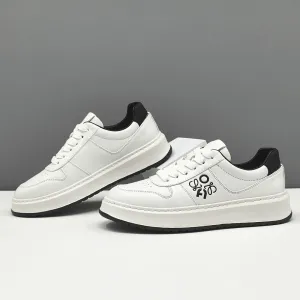 Men Fashion Quilted Leather Breathable Flat Sneakers