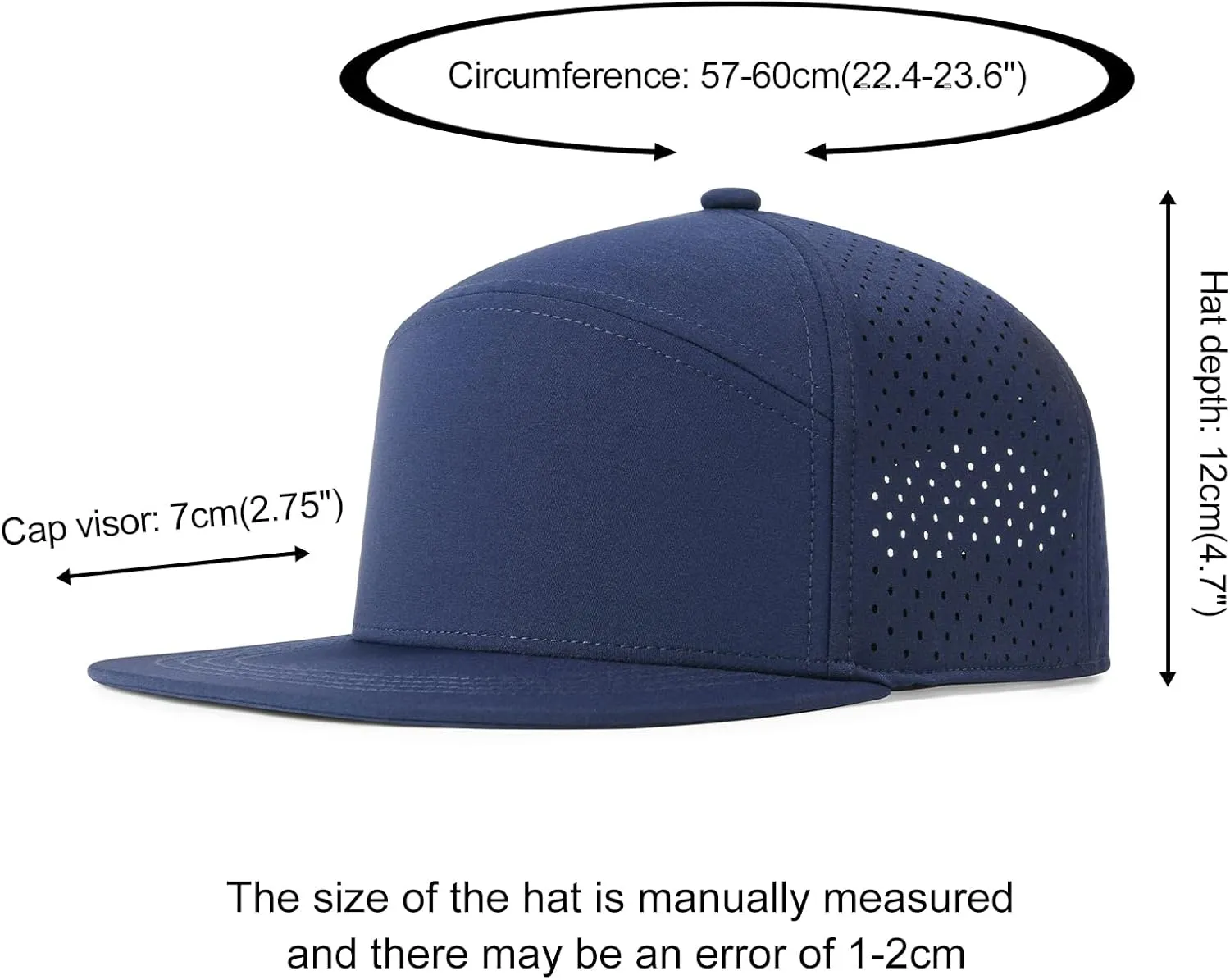 Men Flat Brim Adjustable Performance Hat Snapback Laser Perforated Baseball Cap