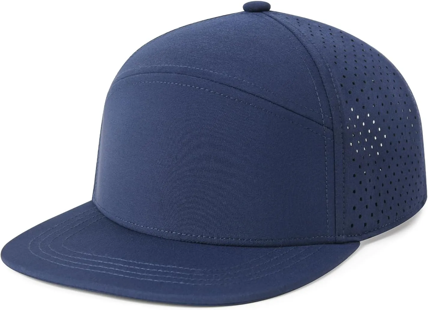 Men Flat Brim Adjustable Performance Hat Snapback Laser Perforated Baseball Cap