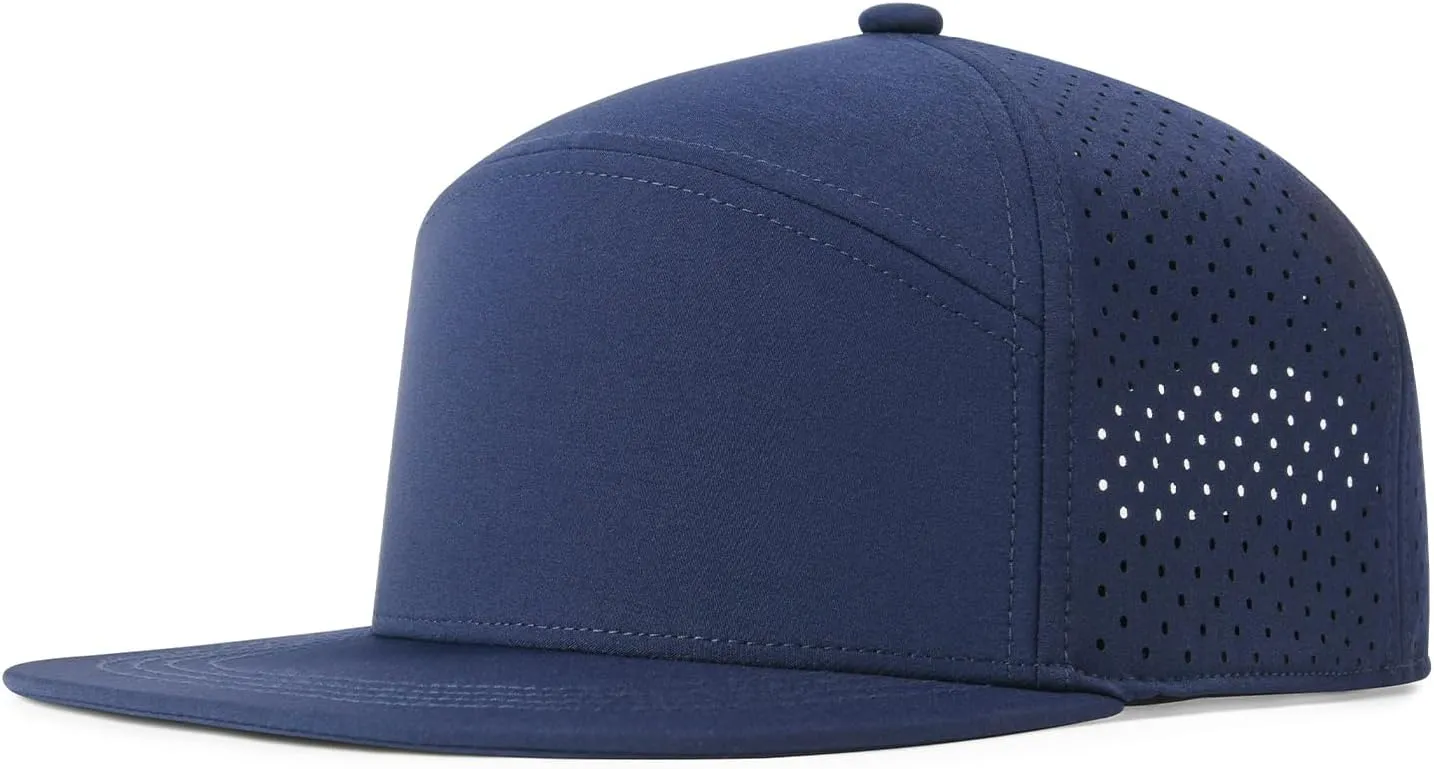 Men Flat Brim Adjustable Performance Hat Snapback Laser Perforated Baseball Cap