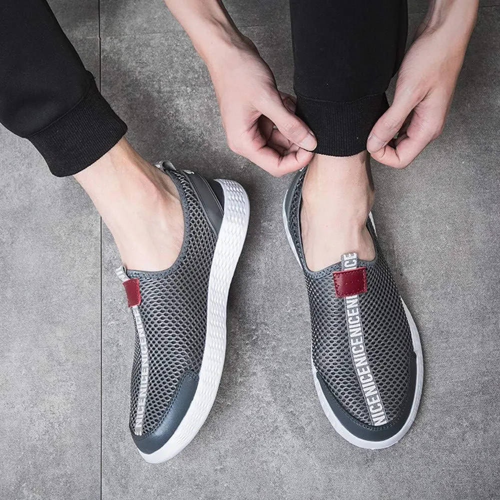 Men Summer Breathable Loafers Fashion Mesh Casual Lightweight Hollow Shoes Comfortable Outdoor Driving Flat Stylish Moccasin