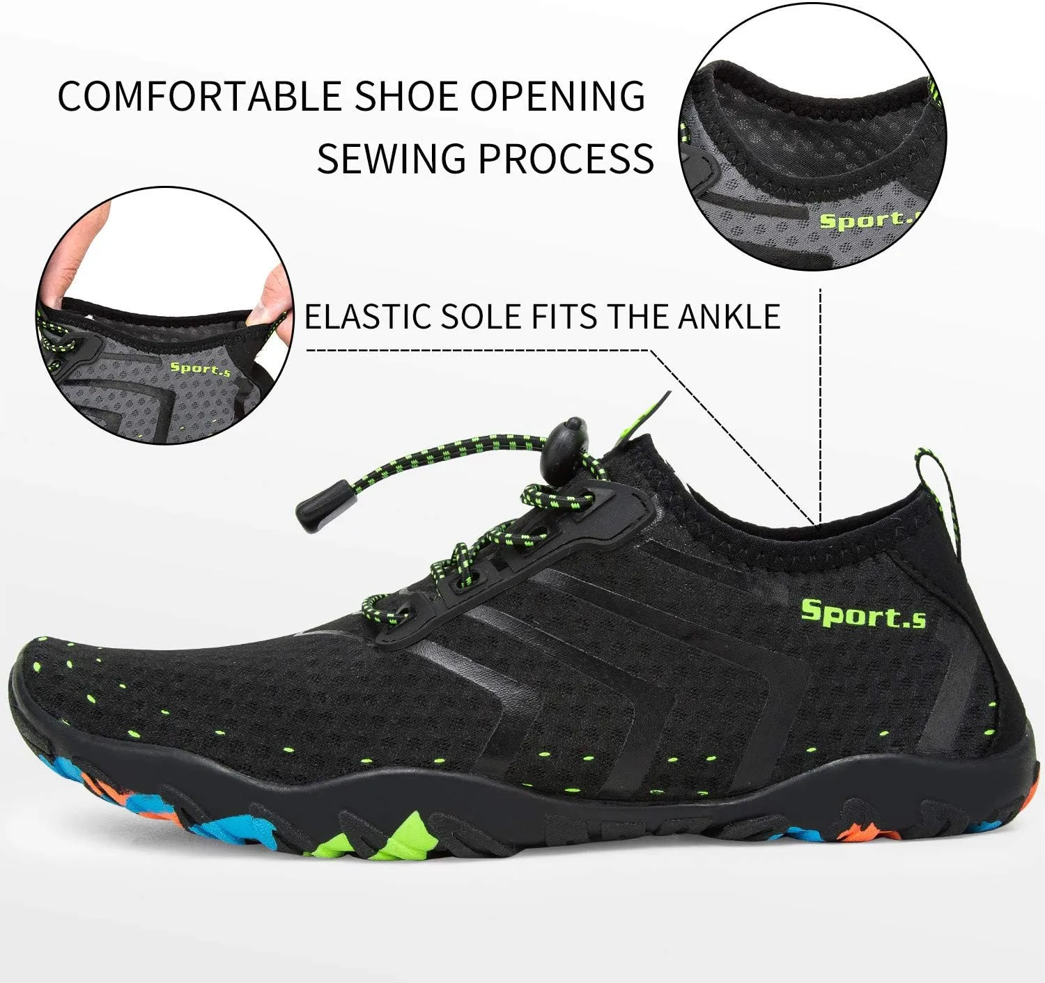 Men's Aqua Water Shoes Lightweight Quick Drying Boating Barefoot Sneakers for Beach Pool Swim