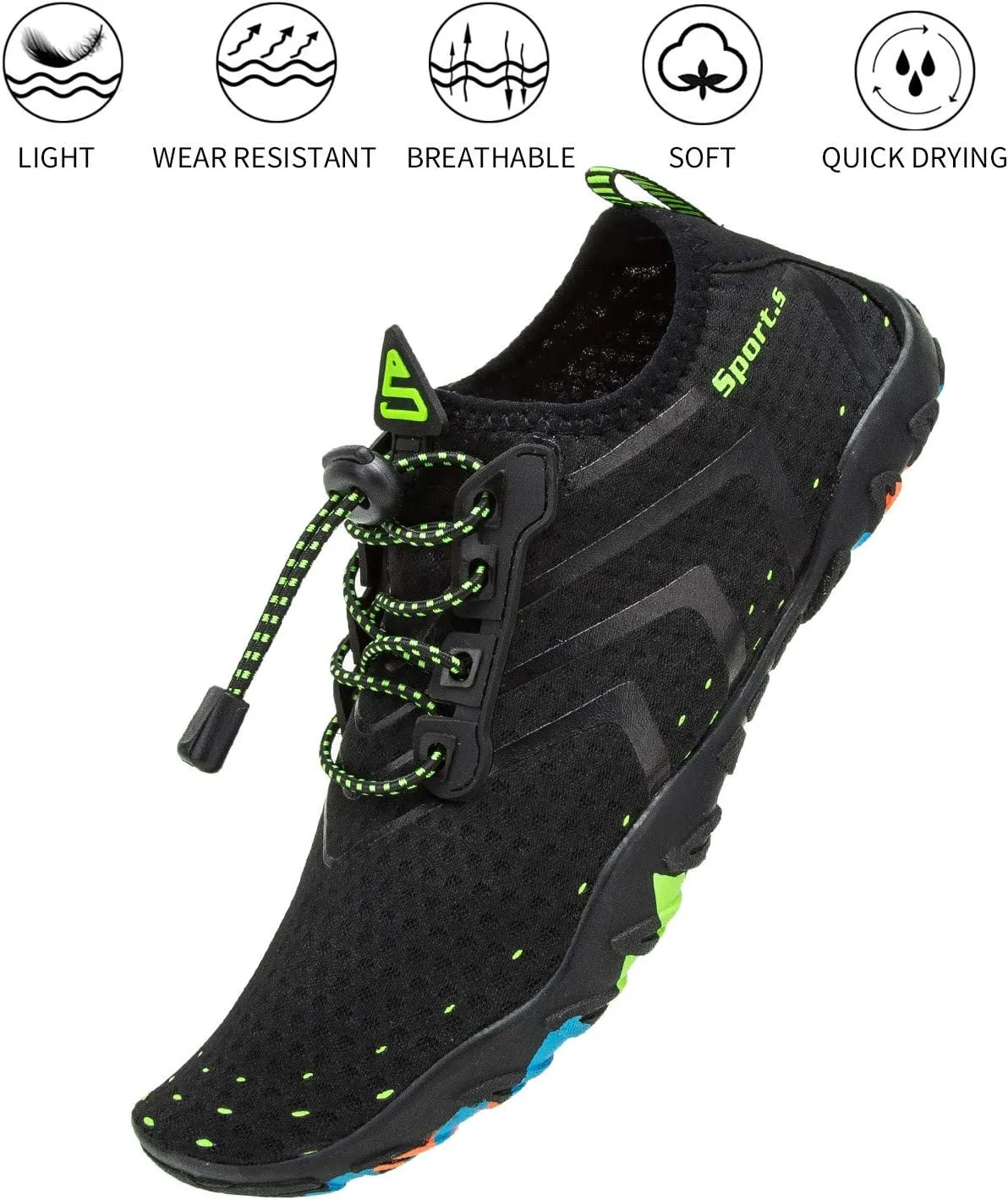 Men's Aqua Water Shoes Lightweight Quick Drying Boating Barefoot Sneakers for Beach Pool Swim