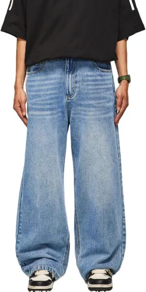 Men's Baggy Jeans Y2k Hip Hop Skater Jeans Vintage Dance Skateboard Pants Loose Fit Denim Jeans