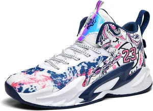Men's Basketball Shoes Anti-Slip and Wear-Resistant Soles Running Shoes Graffiti Design Fashionable Sports Shoes