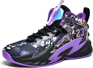 Men's Basketball Shoes Anti-Slip and Wear-Resistant Soles Running Shoes Graffiti Design Fashionable Sports Shoes