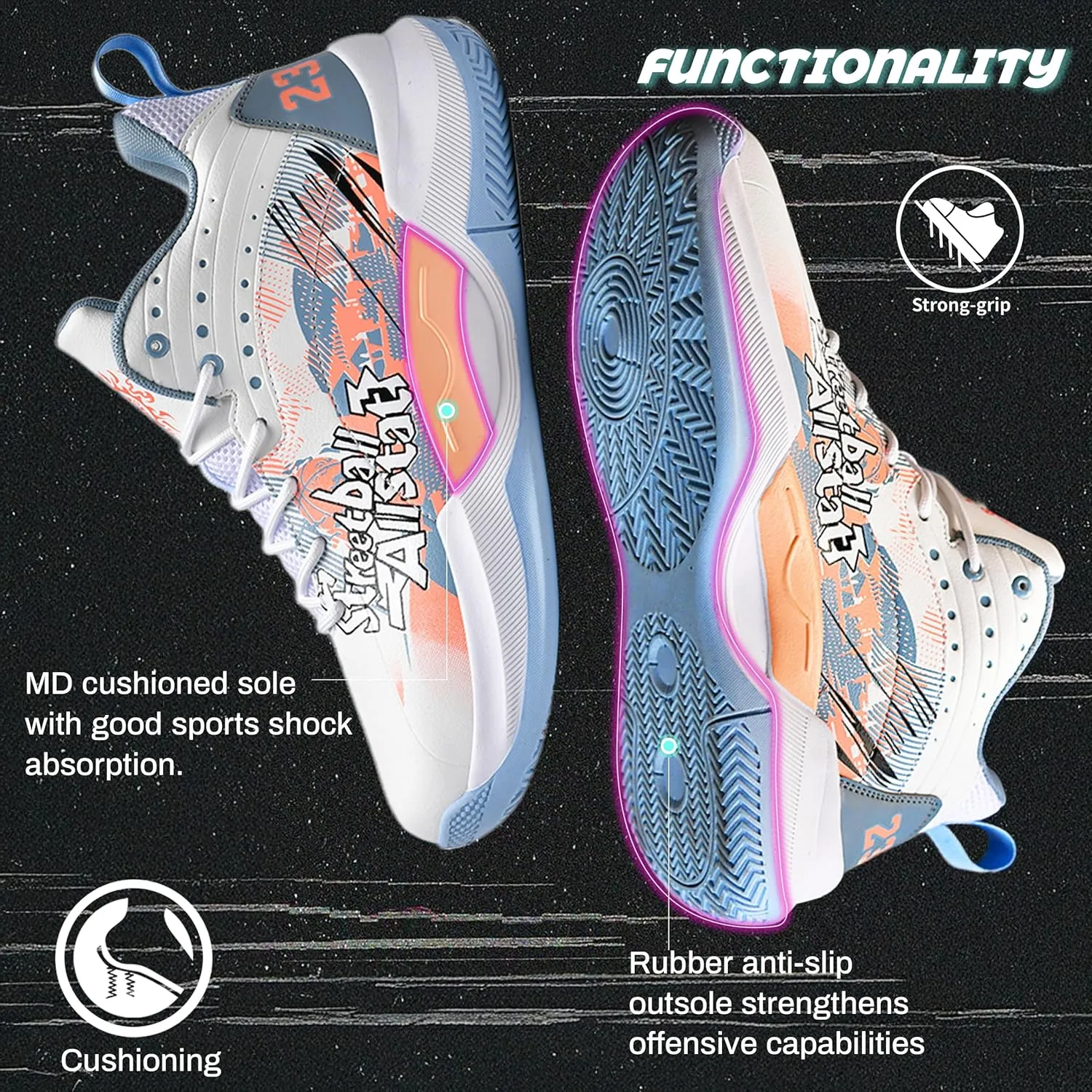 Men's Basketball Shoes Lightweight Breathable Non-Slip Outdoor Courts Training