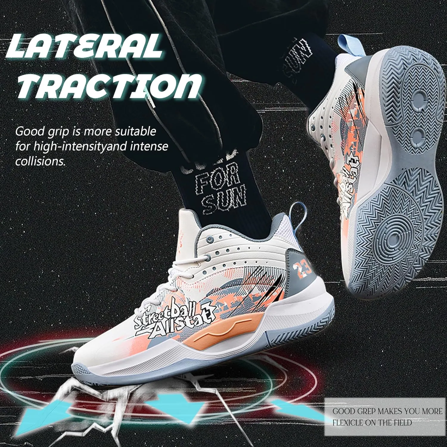 Men's Basketball Shoes Lightweight Breathable Non-Slip Outdoor Courts Training