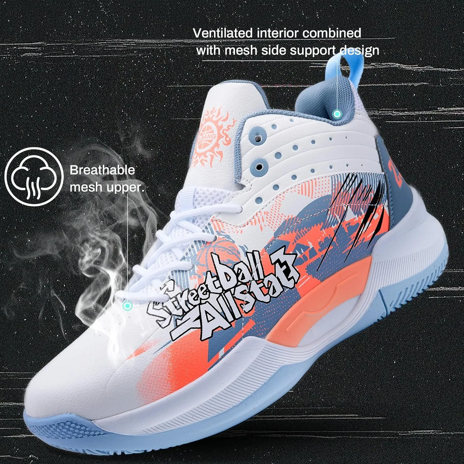 Men's Basketball Shoes Lightweight Breathable Non-Slip Outdoor Courts Training