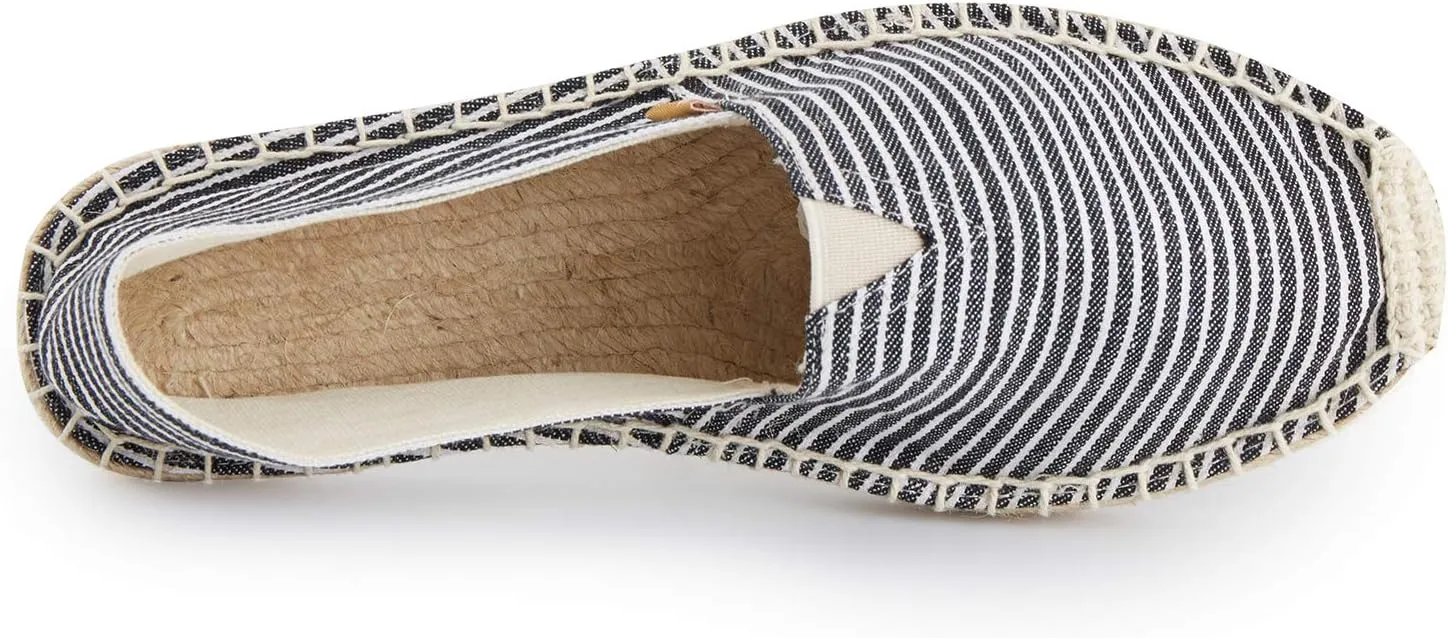 Men's Breathable Canvas Stripe Slip on Flat Espadrilles