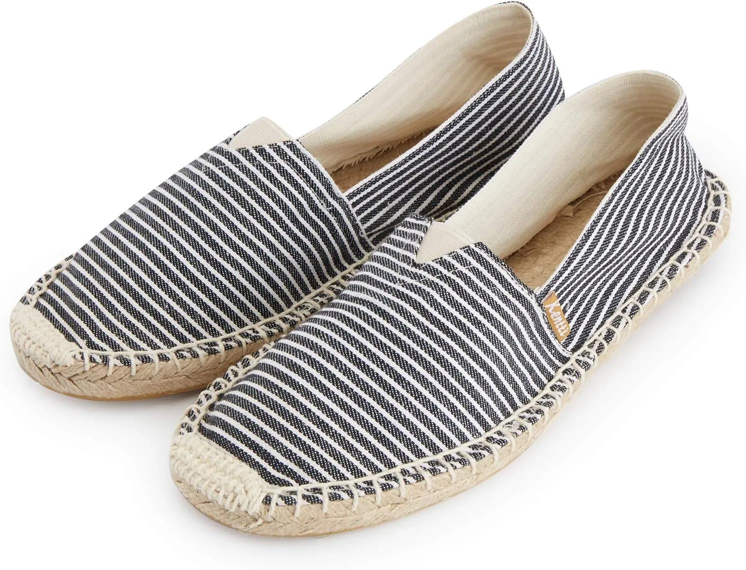 Men's Breathable Canvas Stripe Slip on Flat Espadrilles
