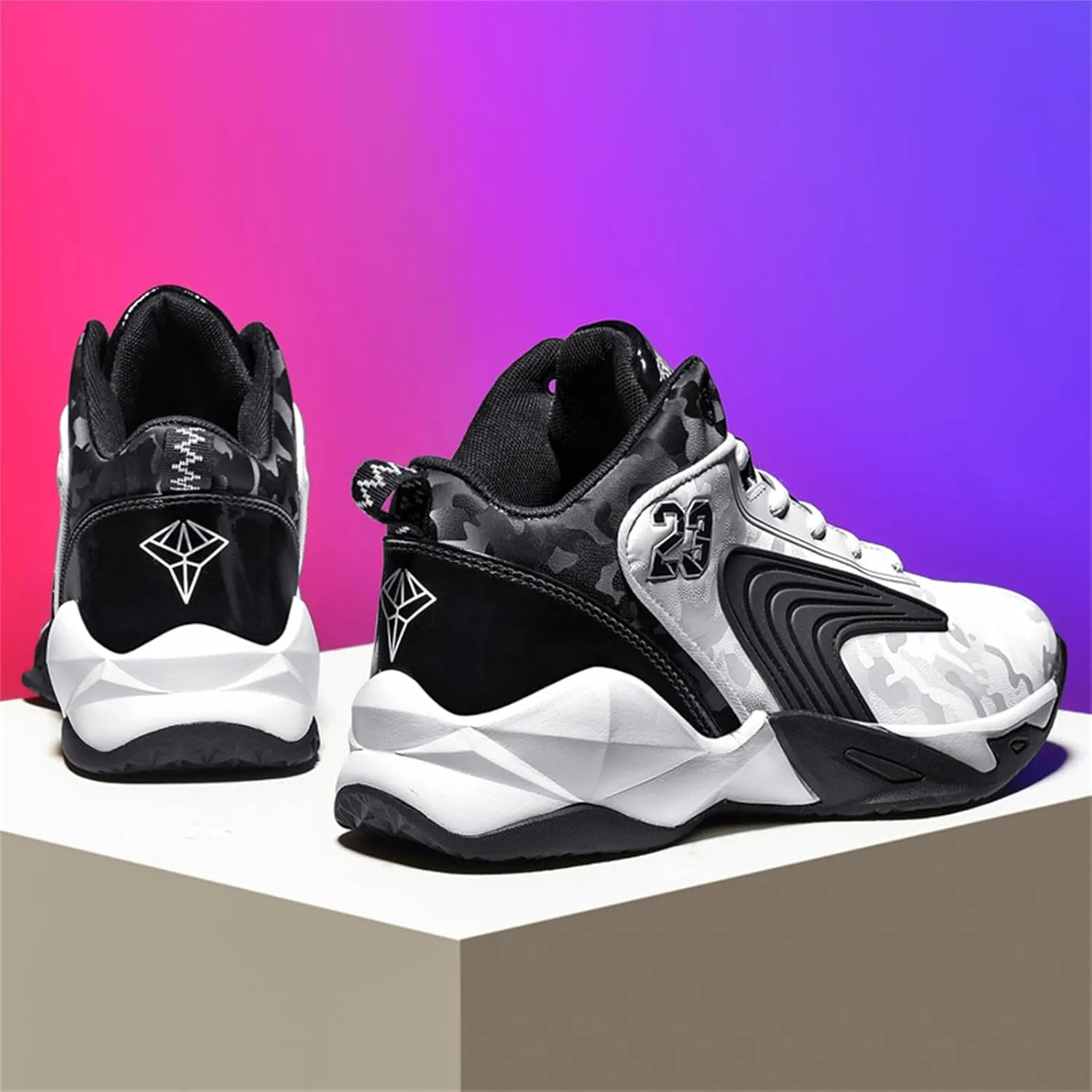 Mens Breathable Mesh High Top Basketball Shoes Fashion Running Tennis Sneakers High Rebound Non-Slip Sport Shoes