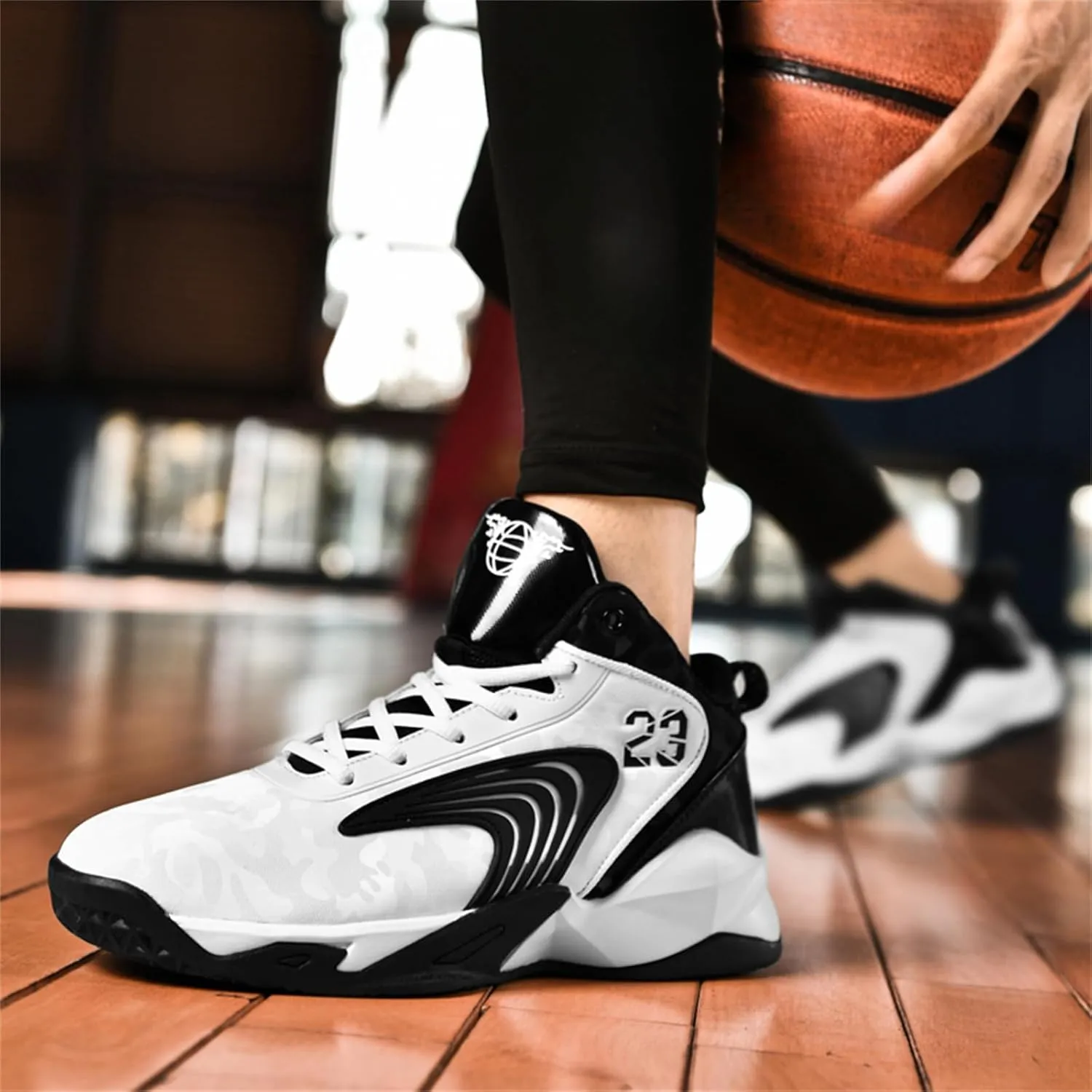 Mens Breathable Mesh High Top Basketball Shoes Fashion Running Tennis Sneakers High Rebound Non-Slip Sport Shoes