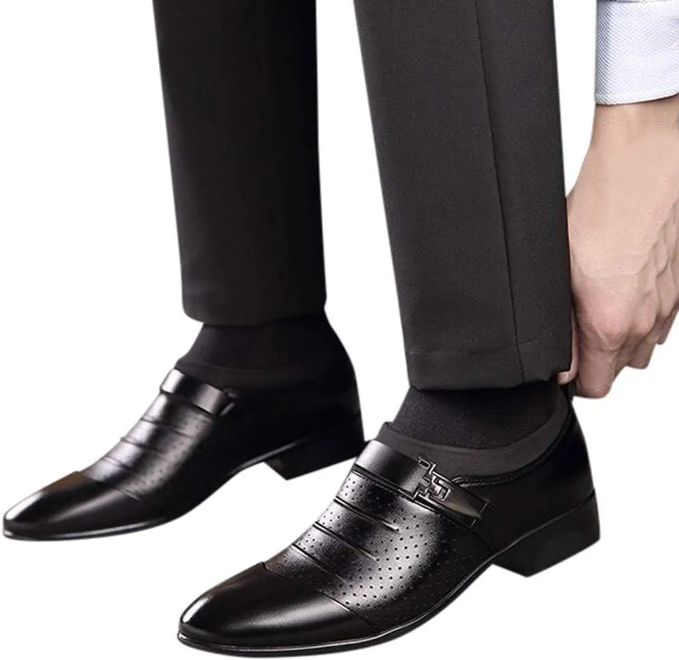 Men's Business Dress Pointed Leather Shoes Casual Breathable Sandals Lazy Shoes Leathers Shoes for Men