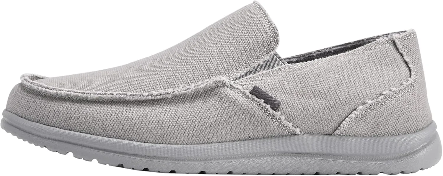 Mens Canvas Shoes Slip On Loafers Deck Shoes Walking Lightweight Causal Slip-ons