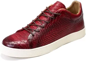 Mens Casual Shoes Genunie Leather Sneakers Comfort Walking Shoes Fashion Modern Breathable Crocodile Embossing Anti-Slip Soles Flat Derby for Men