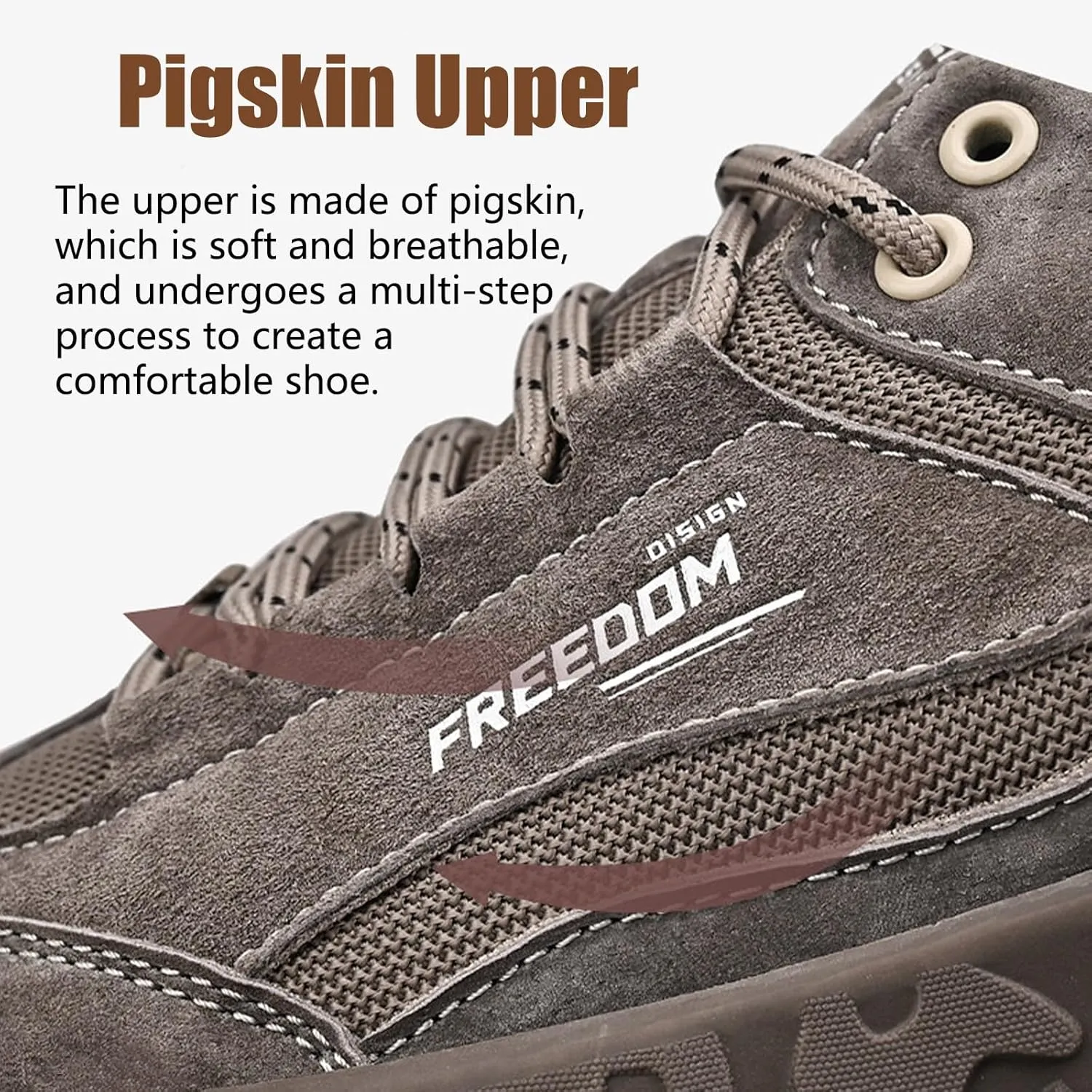 Men's Classic Outdoor Low-Top Suede Drawstring Sneakers,Summer Breathable Mesh Non-Slip Lightweight Casual Slip-on Sports Trail Shoes for Hiking & Walking