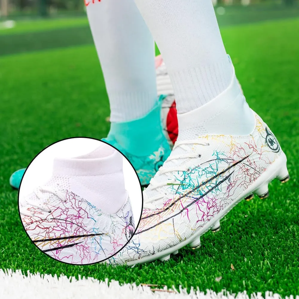 Men's Cleats Firm Ground Soccer Shoes Athletic Lightweight Running Outdoor Turf Comfortable Training Football Shoes