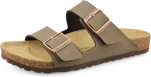 Men's Cork Footbed Slide Sandals, Arch Support Adjustable Buckle Cushioned Sandals, Comfy Summer Essentials