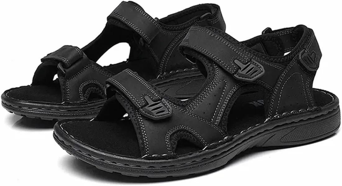 Men's Cowhide Sandals - Anti-Slip Outdoor Shoes for Beach and Casual