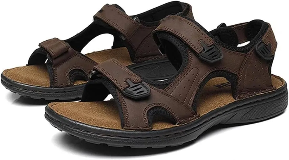 Men's Cowhide Sandals - Anti-Slip Outdoor Shoes for Beach and Casual