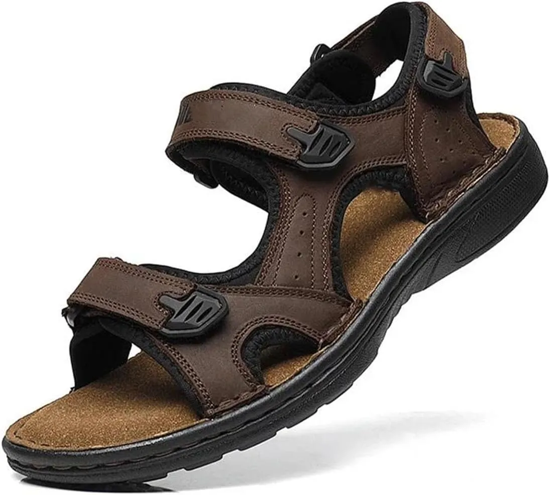 Men's Cowhide Sandals - Anti-Slip Outdoor Shoes for Beach and Casual
