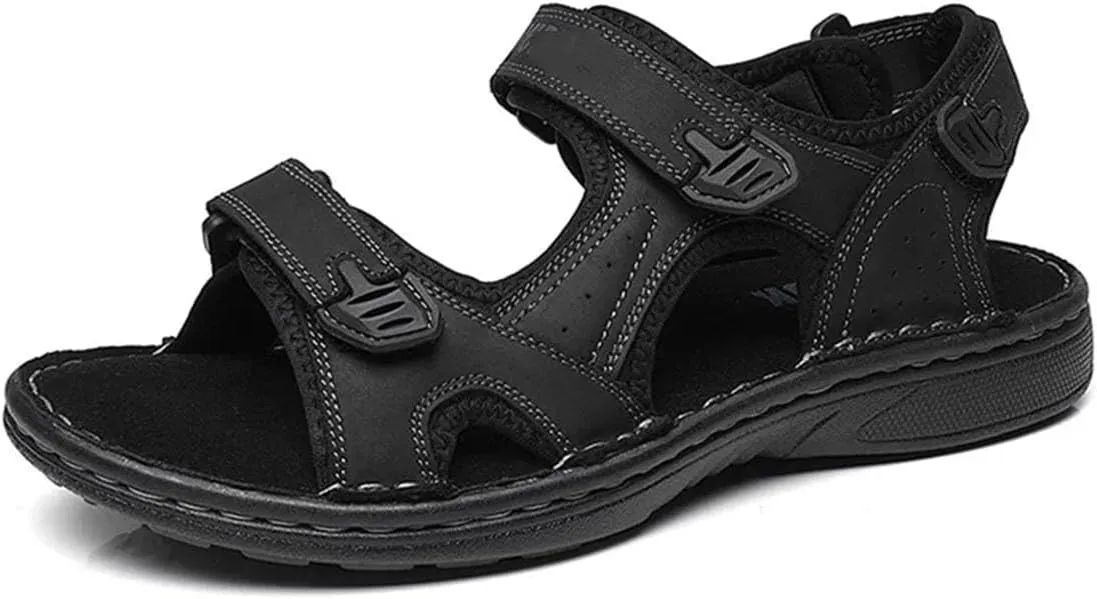 Men's Cowhide Sandals - Anti-Slip Outdoor Shoes for Beach and Casual