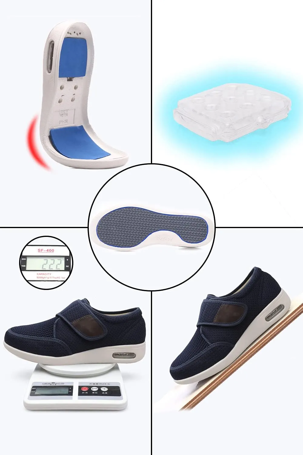 Men's Diabetes Adjustable Sports Shoes with Anti-Slip Soles and Air Cushion Design