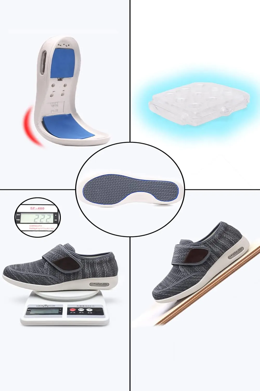 Men's Diabetes Adjustable Sports Shoes with Anti-Slip Soles and Air Cushion Design