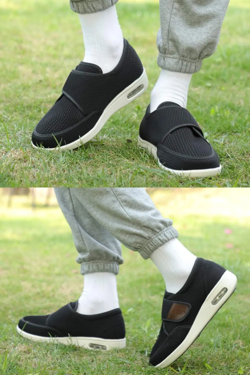 Men's Diabetic Elderly Shoes - Plus Size, Adjustable, Non-Slip, Double Insole, Air Cushion Bottom Walking Shoes