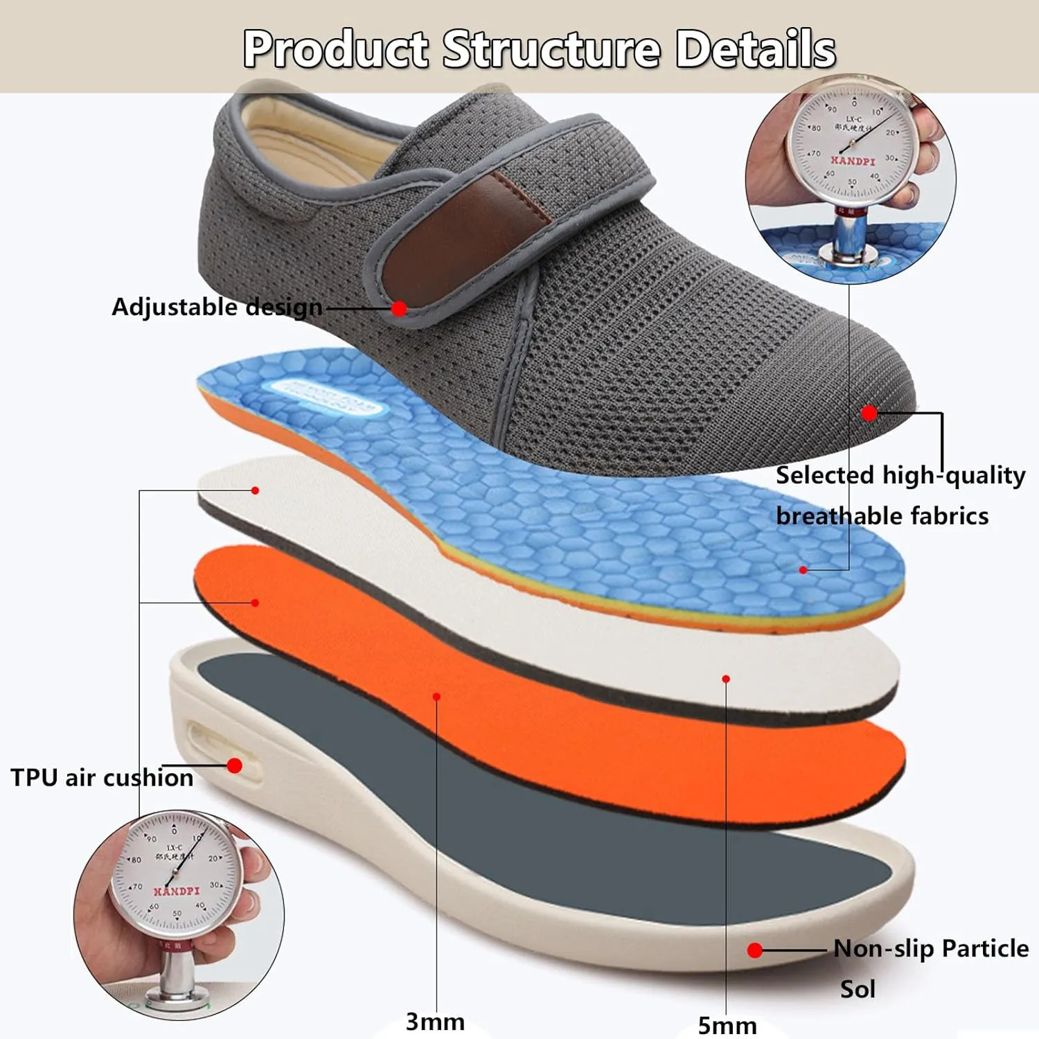 Men's Diabetic Shoes Wide Width Shoes,Diabetic Edema Plantar Fasciitis Arthritis Swollen Feet Fattening and Widening Elderly Shoes