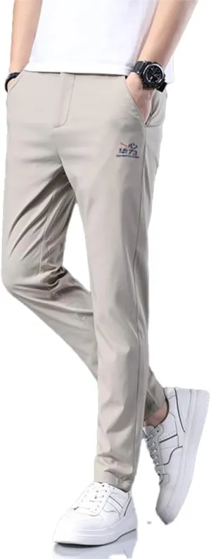 Mens Elastic Waist Pants Breathable Summer Adaptive Pants for Elderly with Zipper and Button (as1, Numeric, Numeric_34, Regular, Regular, Khaki)