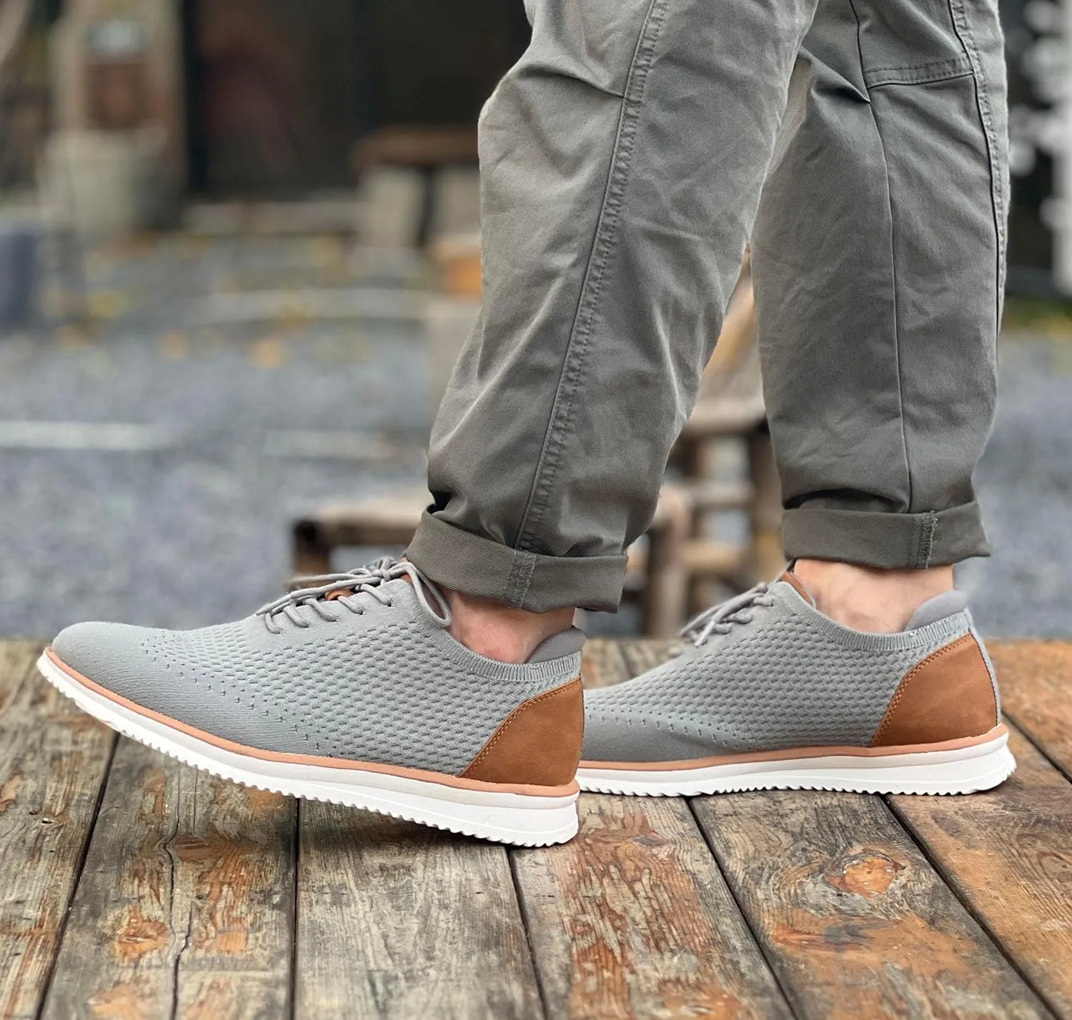 Men's Fashion Dress Sneakers Casual Walking Shoes Business Oxfords Mesh Comfortable Lightweight Breathable Tennis Lace-Up