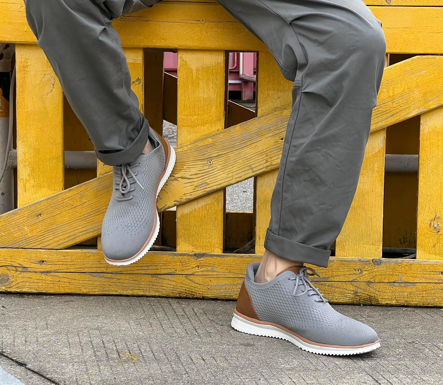 Men's Fashion Dress Sneakers Casual Walking Shoes Business Oxfords Mesh Comfortable Lightweight Breathable Tennis Lace-Up