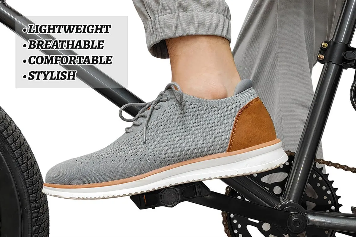 Men's Fashion Dress Sneakers Casual Walking Shoes Business Oxfords Mesh Comfortable Lightweight Breathable Tennis Lace-Up
