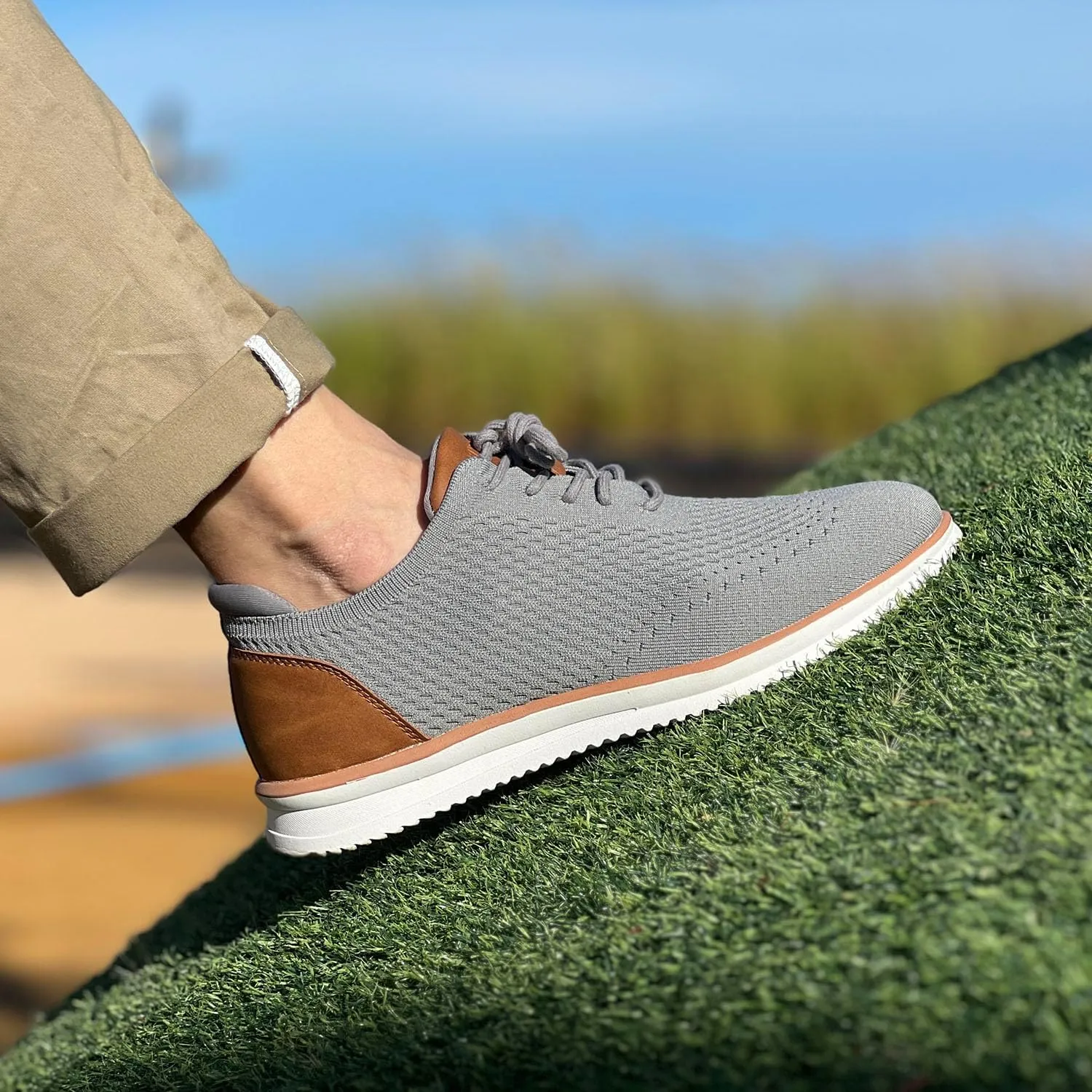 Men's Fashion Dress Sneakers Casual Walking Shoes Business Oxfords Mesh Comfortable Lightweight Breathable Tennis Lace-Up