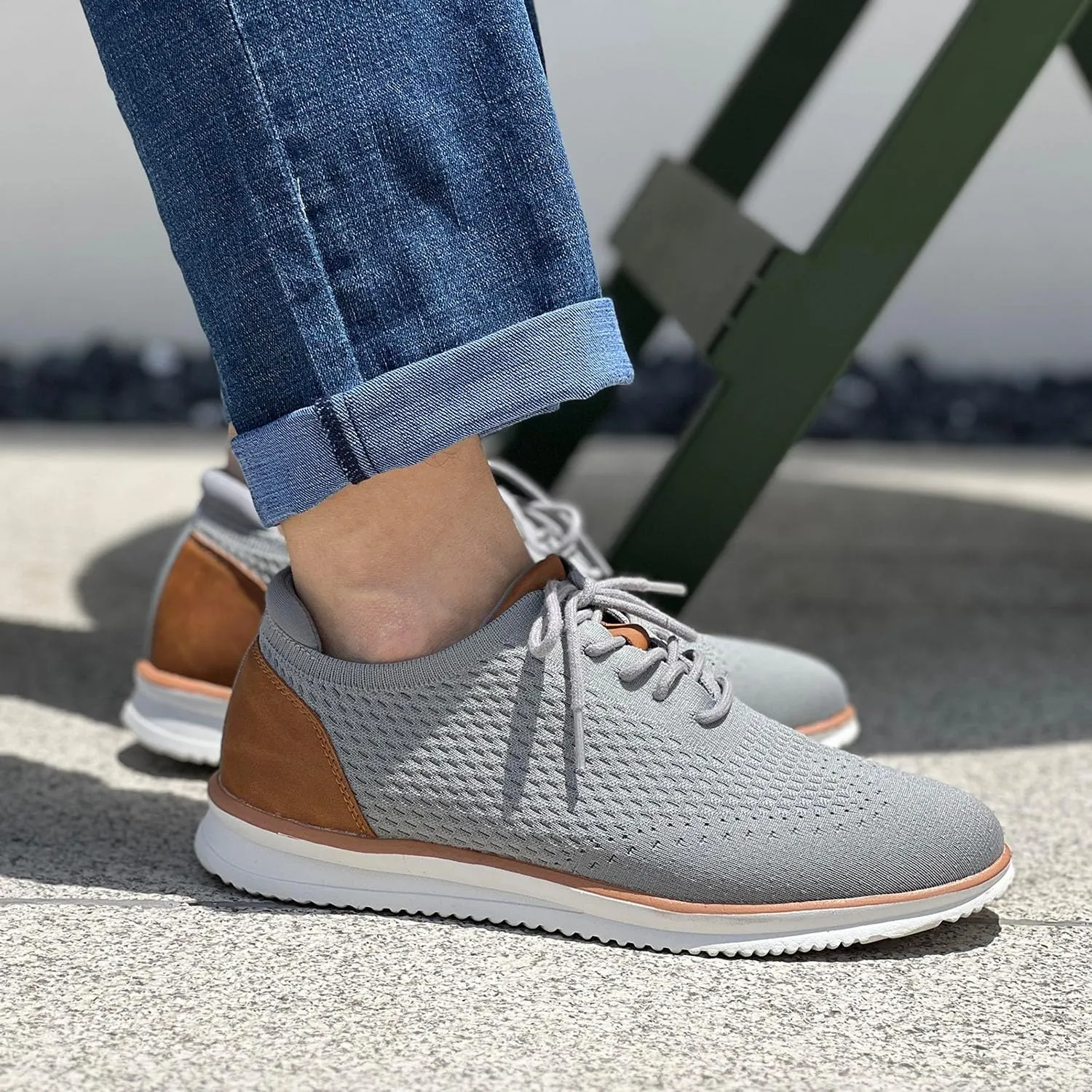 Men's Fashion Dress Sneakers Casual Walking Shoes Business Oxfords Mesh Comfortable Lightweight Breathable Tennis Lace-Up